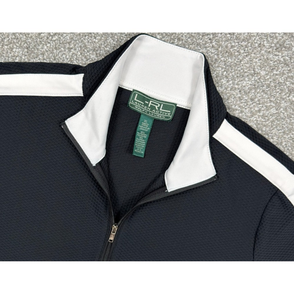 Lauren Ralph Lauren Active Womens XL Black White Quarter Zip Pullover Stretch